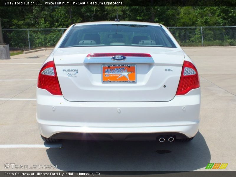 White Platinum Tri-Coat / Medium Light Stone 2012 Ford Fusion SEL