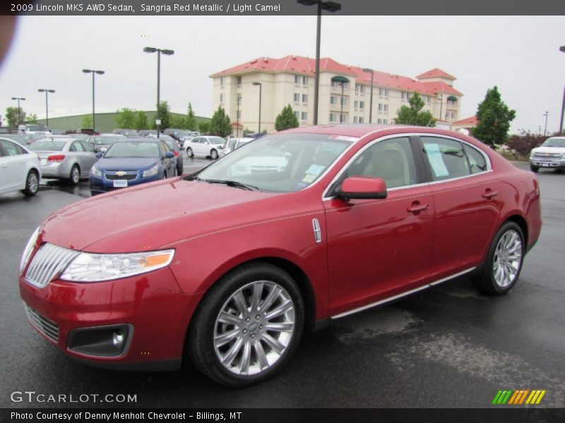 Sangria Red Metallic / Light Camel 2009 Lincoln MKS AWD Sedan