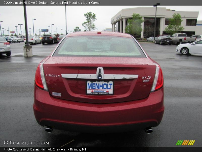 Sangria Red Metallic / Light Camel 2009 Lincoln MKS AWD Sedan