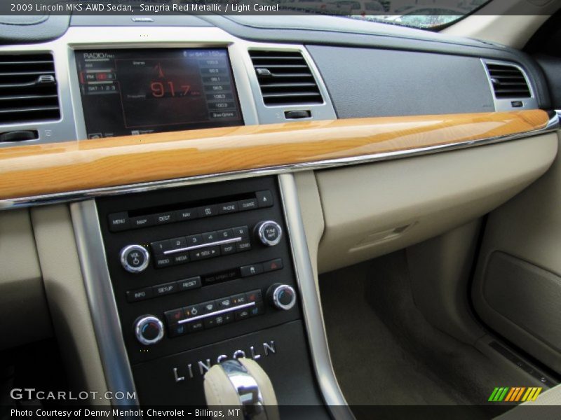 Sangria Red Metallic / Light Camel 2009 Lincoln MKS AWD Sedan