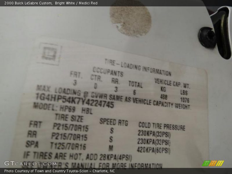 Bright White / Medici Red 2000 Buick LeSabre Custom