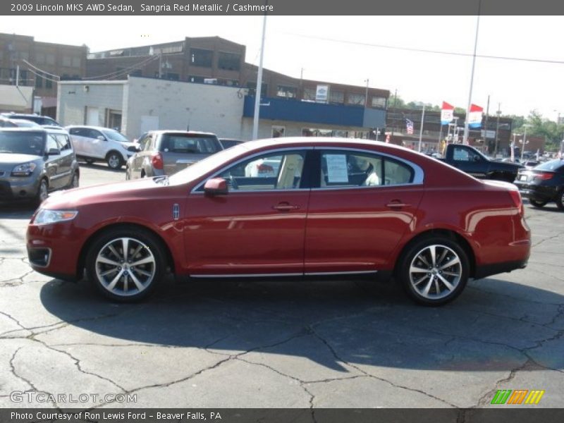 Sangria Red Metallic / Cashmere 2009 Lincoln MKS AWD Sedan