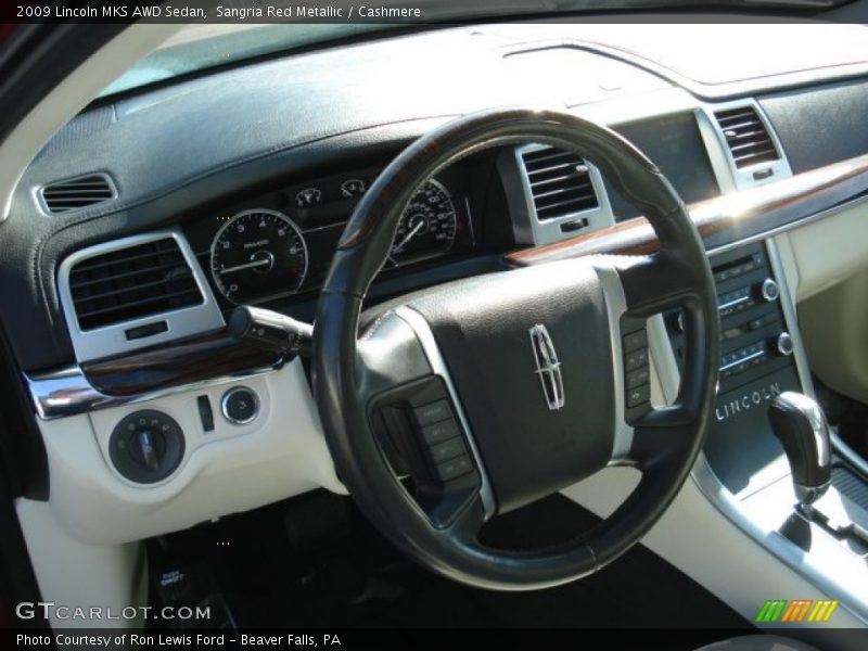 Sangria Red Metallic / Cashmere 2009 Lincoln MKS AWD Sedan