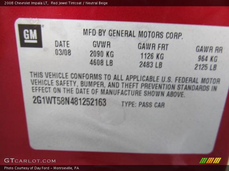 Red Jewel Tintcoat / Neutral Beige 2008 Chevrolet Impala LT