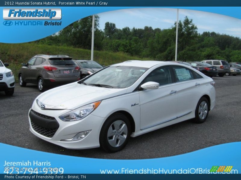 Porcelain White Pearl / Gray 2012 Hyundai Sonata Hybrid