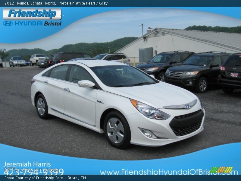 Porcelain White Pearl / Gray 2012 Hyundai Sonata Hybrid