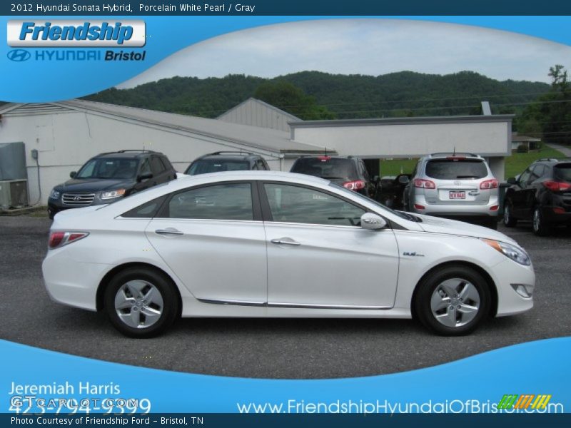 Porcelain White Pearl / Gray 2012 Hyundai Sonata Hybrid