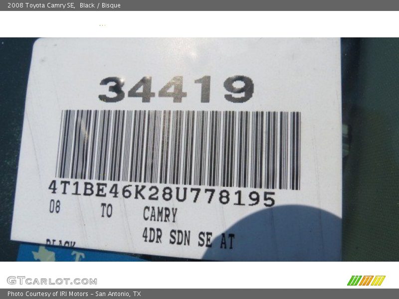 Black / Bisque 2008 Toyota Camry SE
