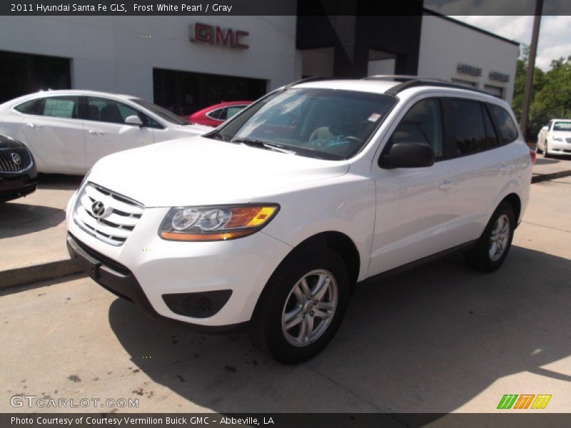 Frost White Pearl / Gray 2011 Hyundai Santa Fe GLS
