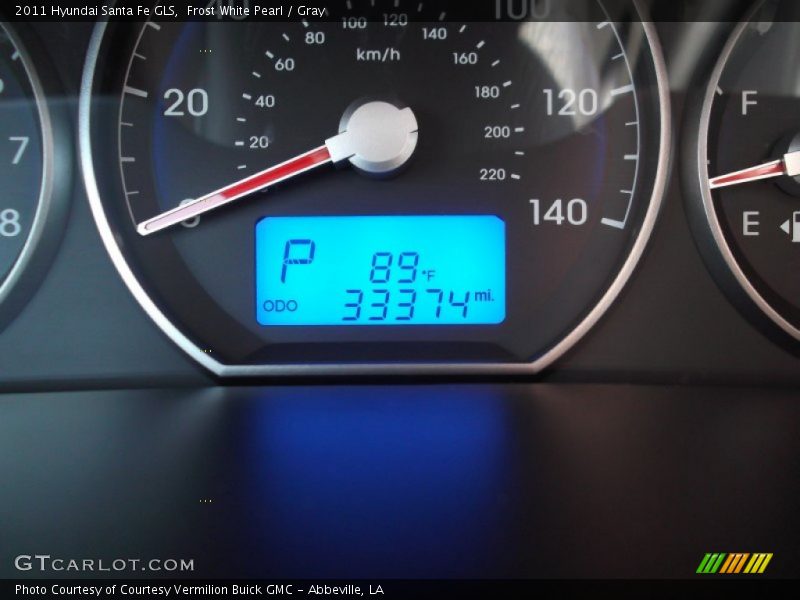 Frost White Pearl / Gray 2011 Hyundai Santa Fe GLS