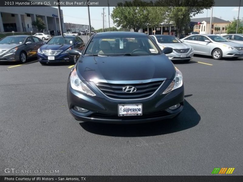 Pacific Blue Pearl / Camel 2013 Hyundai Sonata GLS
