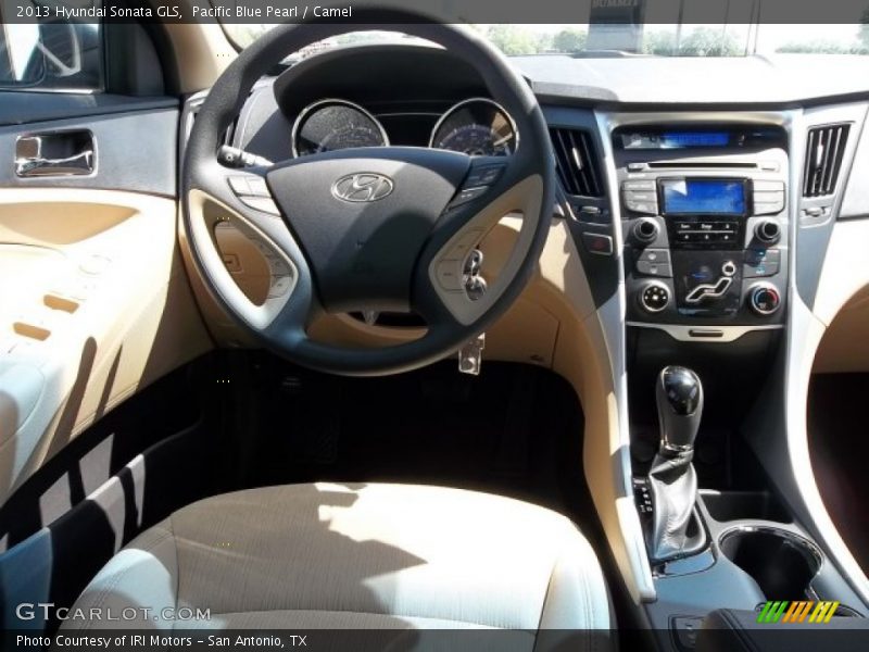 Pacific Blue Pearl / Camel 2013 Hyundai Sonata GLS
