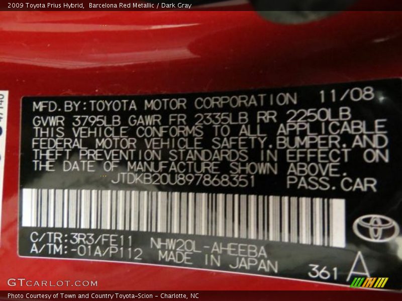 Barcelona Red Metallic / Dark Gray 2009 Toyota Prius Hybrid
