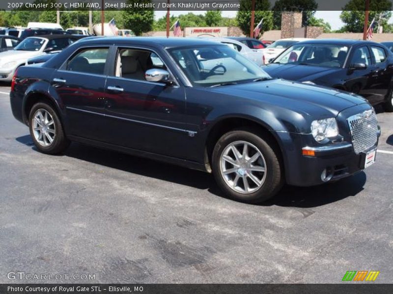 Steel Blue Metallic / Dark Khaki/Light Graystone 2007 Chrysler 300 C HEMI AWD