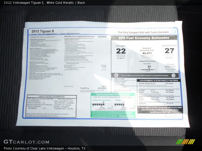 White Gold Metallic / Black 2012 Volkswagen Tiguan S