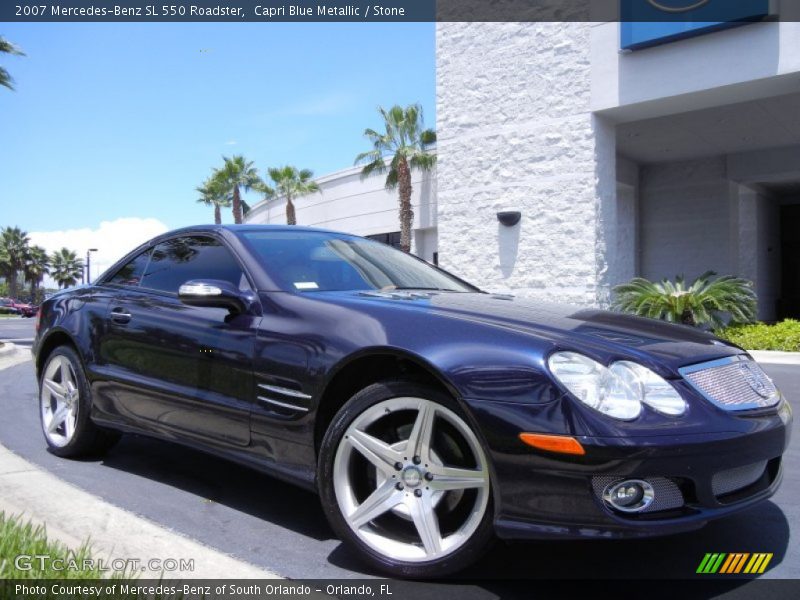 Capri Blue Metallic / Stone 2007 Mercedes-Benz SL 550 Roadster