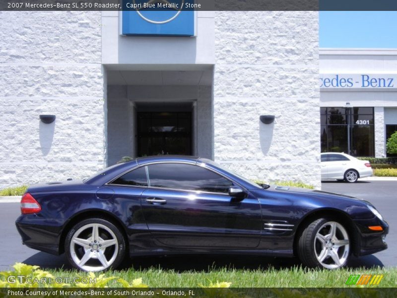 Capri Blue Metallic / Stone 2007 Mercedes-Benz SL 550 Roadster