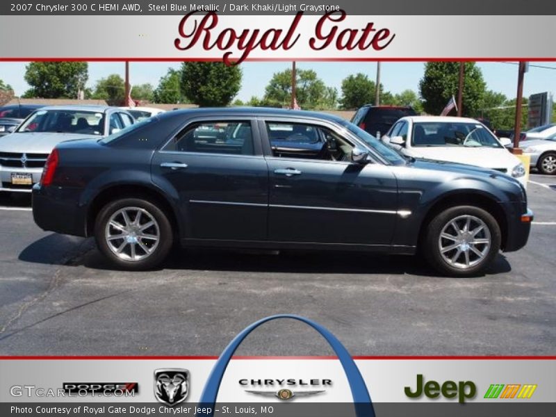 Steel Blue Metallic / Dark Khaki/Light Graystone 2007 Chrysler 300 C HEMI AWD