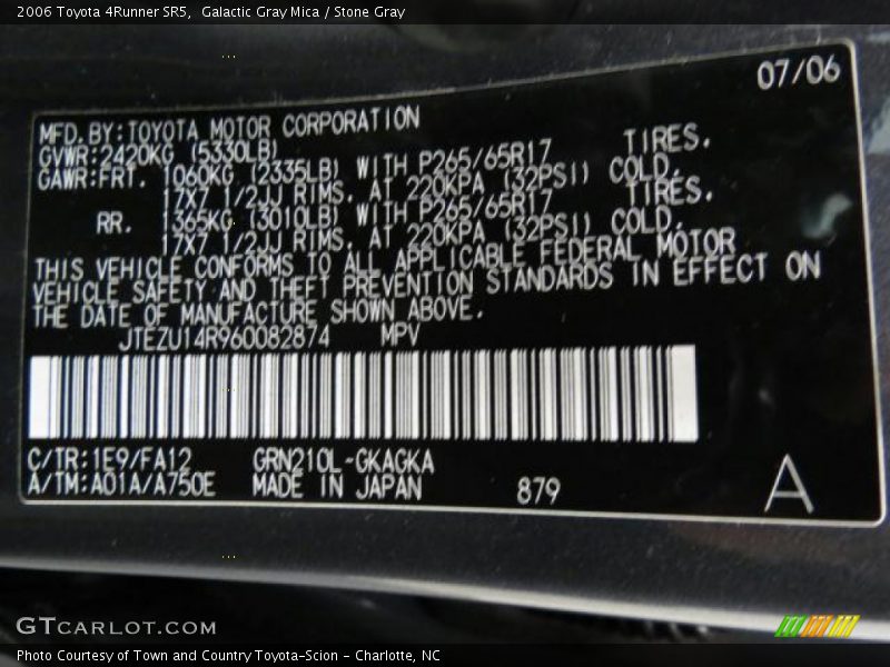 Galactic Gray Mica / Stone Gray 2006 Toyota 4Runner SR5