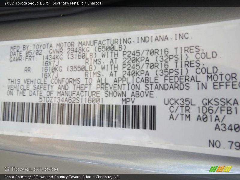 Silver Sky Metallic / Charcoal 2002 Toyota Sequoia SR5
