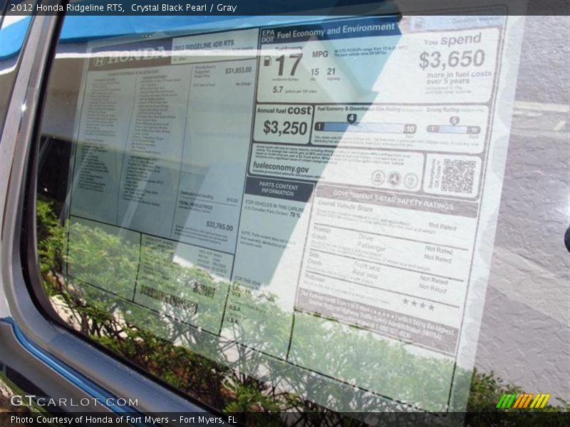  2012 Ridgeline RTS Window Sticker