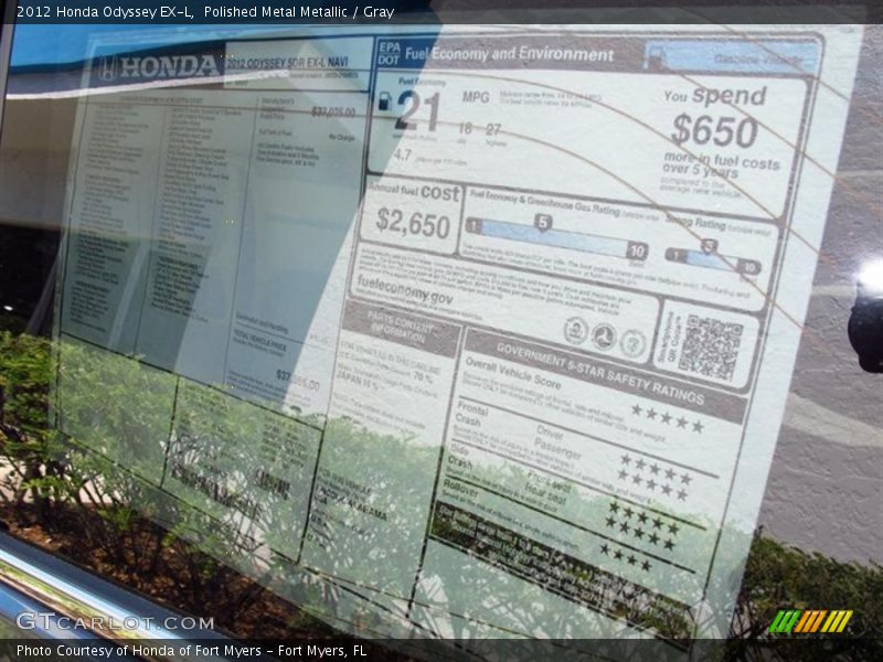 Polished Metal Metallic / Gray 2012 Honda Odyssey EX-L