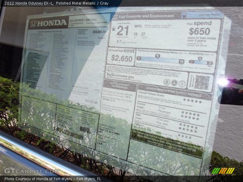 Polished Metal Metallic / Gray 2012 Honda Odyssey EX-L