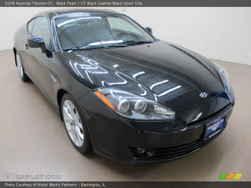 Black Pearl / GT Black Leather/Black Sport Grip 2008 Hyundai Tiburon GT