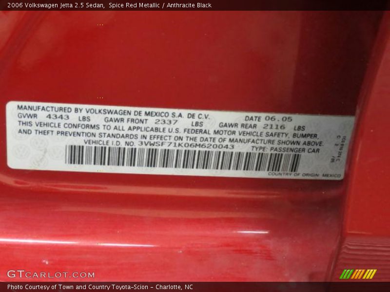 Spice Red Metallic / Anthracite Black 2006 Volkswagen Jetta 2.5 Sedan