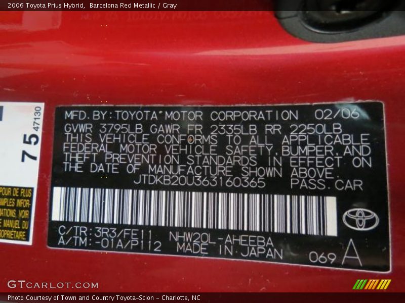 Barcelona Red Metallic / Gray 2006 Toyota Prius Hybrid
