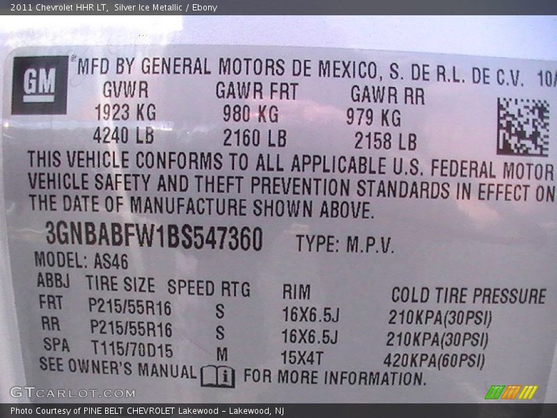 Silver Ice Metallic / Ebony 2011 Chevrolet HHR LT