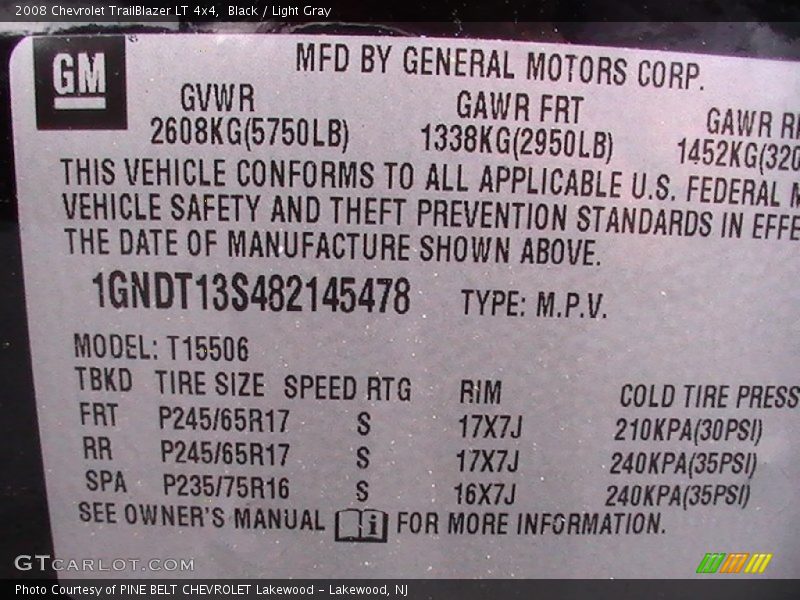 Black / Light Gray 2008 Chevrolet TrailBlazer LT 4x4