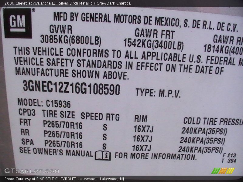Silver Birch Metallic / Gray/Dark Charcoal 2006 Chevrolet Avalanche LS