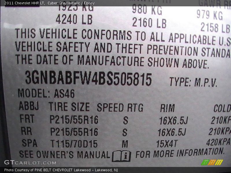 Cyber Gray Metallic / Ebony 2011 Chevrolet HHR LT