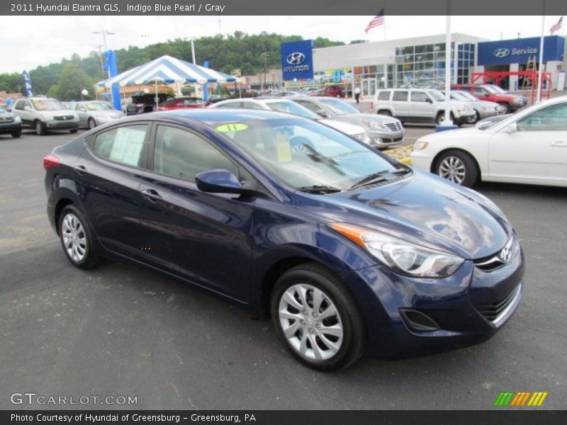 Indigo Blue Pearl / Gray 2011 Hyundai Elantra GLS