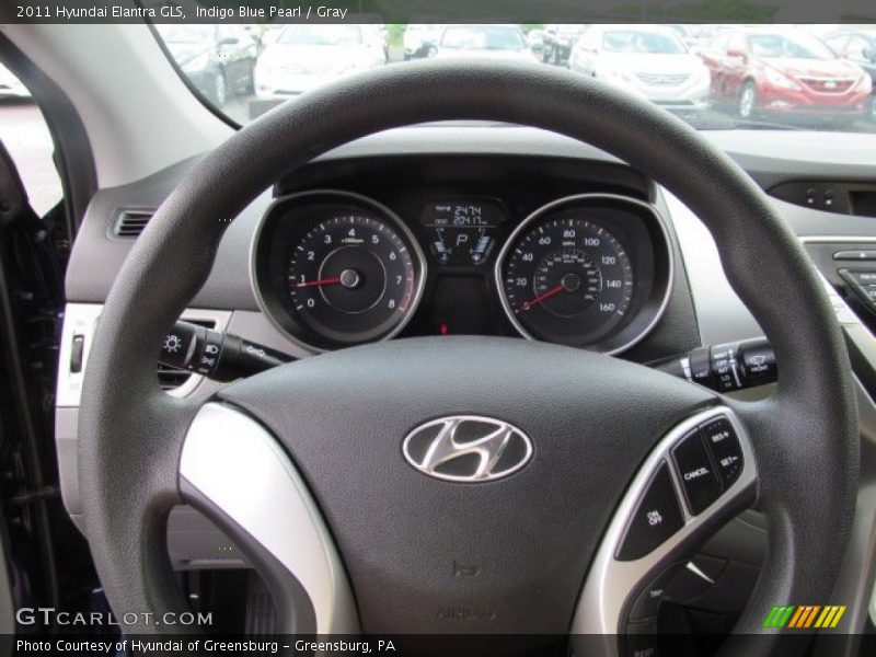 Indigo Blue Pearl / Gray 2011 Hyundai Elantra GLS
