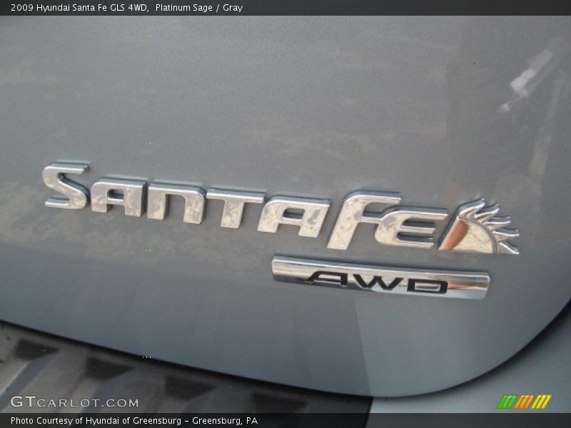 Platinum Sage / Gray 2009 Hyundai Santa Fe GLS 4WD