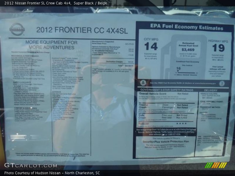  2012 Frontier SL Crew Cab 4x4 Window Sticker