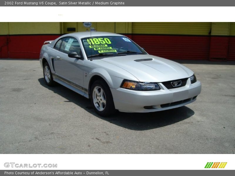 Satin Silver Metallic / Medium Graphite 2002 Ford Mustang V6 Coupe