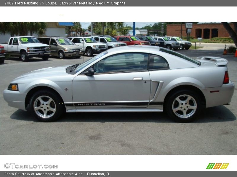 Satin Silver Metallic / Medium Graphite 2002 Ford Mustang V6 Coupe