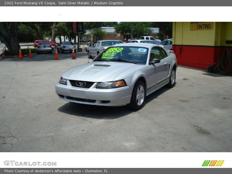 Satin Silver Metallic / Medium Graphite 2002 Ford Mustang V6 Coupe