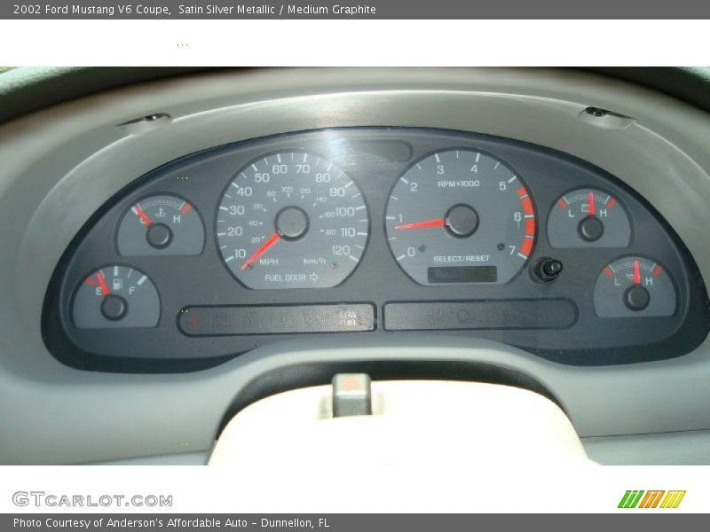 Satin Silver Metallic / Medium Graphite 2002 Ford Mustang V6 Coupe