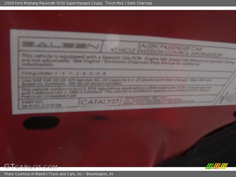 Torch Red / Dark Charcoal 2009 Ford Mustang Racecraft 420S Supercharged Coupe