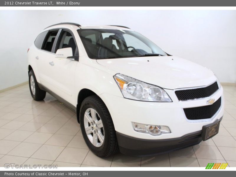 White / Ebony 2012 Chevrolet Traverse LT