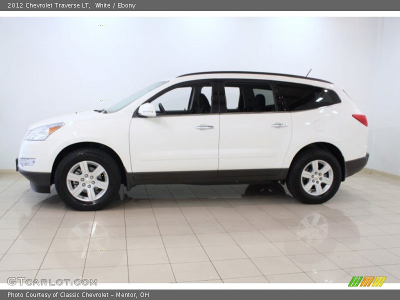 White / Ebony 2012 Chevrolet Traverse LT