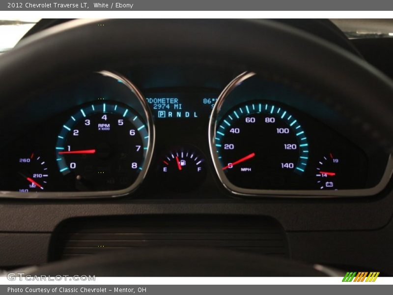White / Ebony 2012 Chevrolet Traverse LT