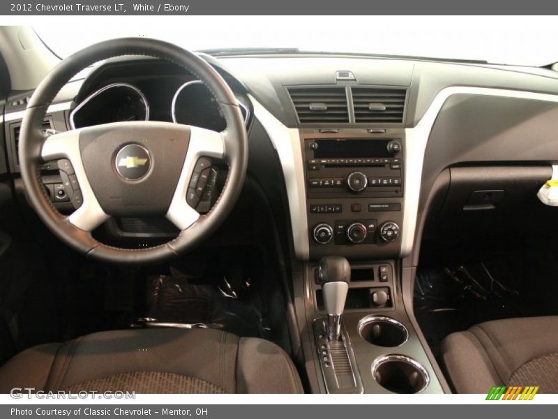 White / Ebony 2012 Chevrolet Traverse LT