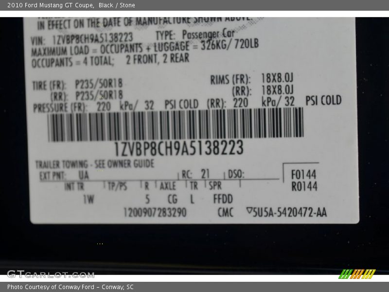 Black / Stone 2010 Ford Mustang GT Coupe
