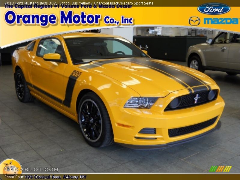 School Bus Yellow / Charcoal Black/Recaro Sport Seats 2013 Ford Mustang Boss 302