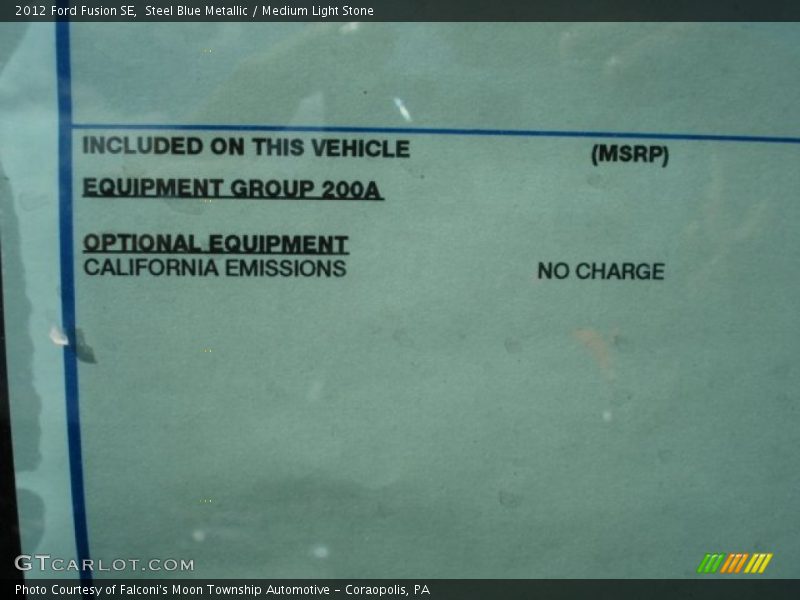 Steel Blue Metallic / Medium Light Stone 2012 Ford Fusion SE